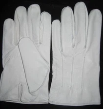Men's White Leather Dress Military and Wedding Gloves - Ball - Opera - Formal