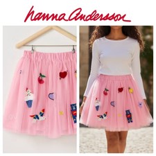 Hanna Andersson Tulle Skirt Tutu Girls Sz 5 5T (110) Pink Embroidered Heart G