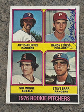 RANDY LERCH PHILADELPHIA PHILLIES SIGNED AUTOGRAPHED 1976 TOPPS ROOKIE CARD #595. rookie card picture