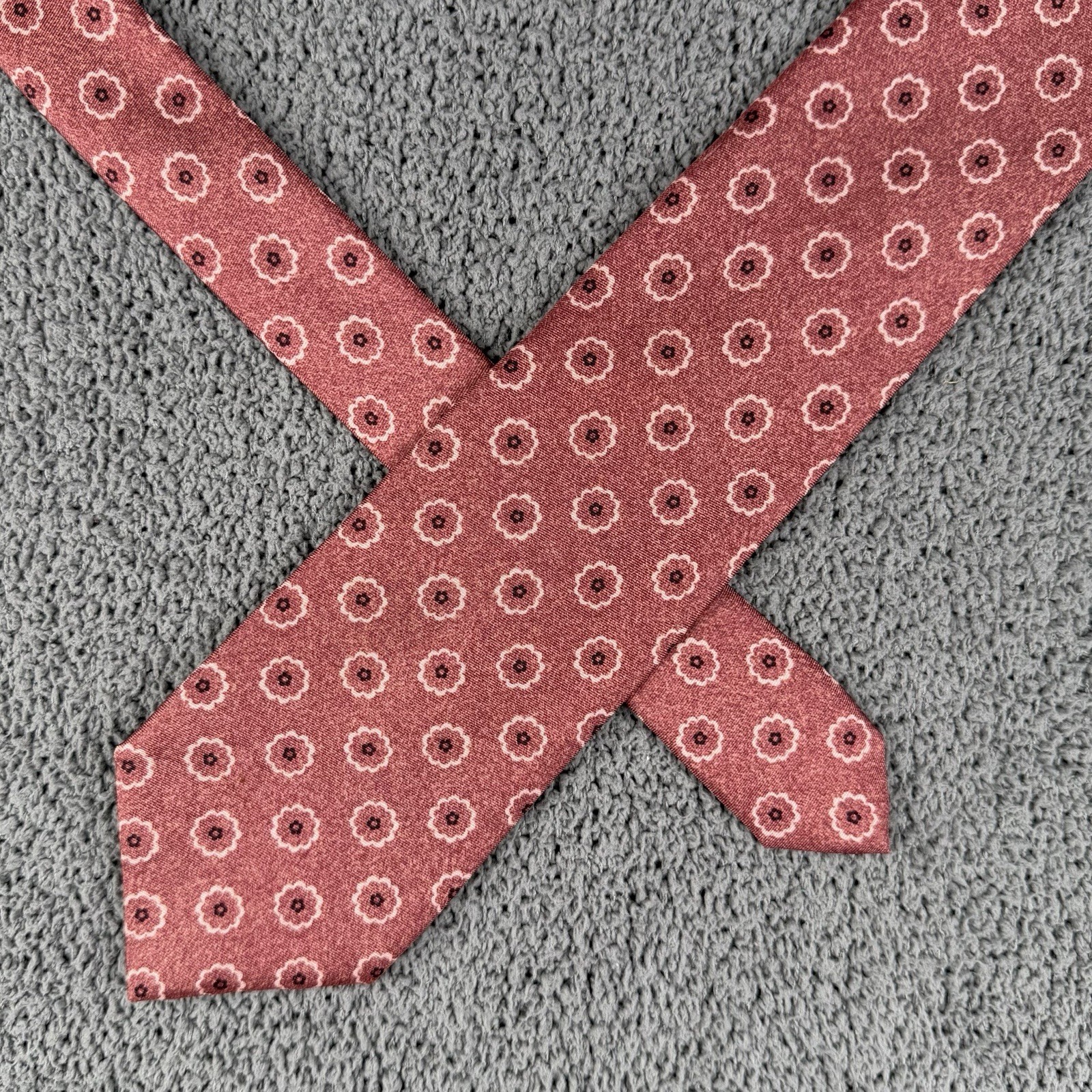 Ermenegildo Zegna Tie Pink Silk Floral Geometric Necktie Made In Italy Luxury