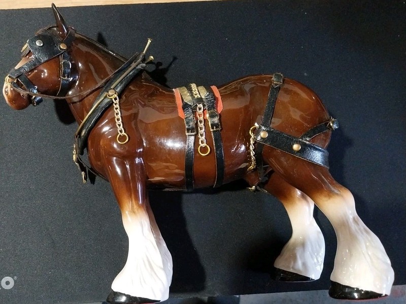 Vintage Melba Ware 11" Porcelain Horse Figurine Brown & White Clydesdale