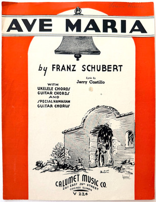 1935 Ave Maria Vintage Sheet Music Franz Schubert Ukulele Guitar Hawaiian Chords