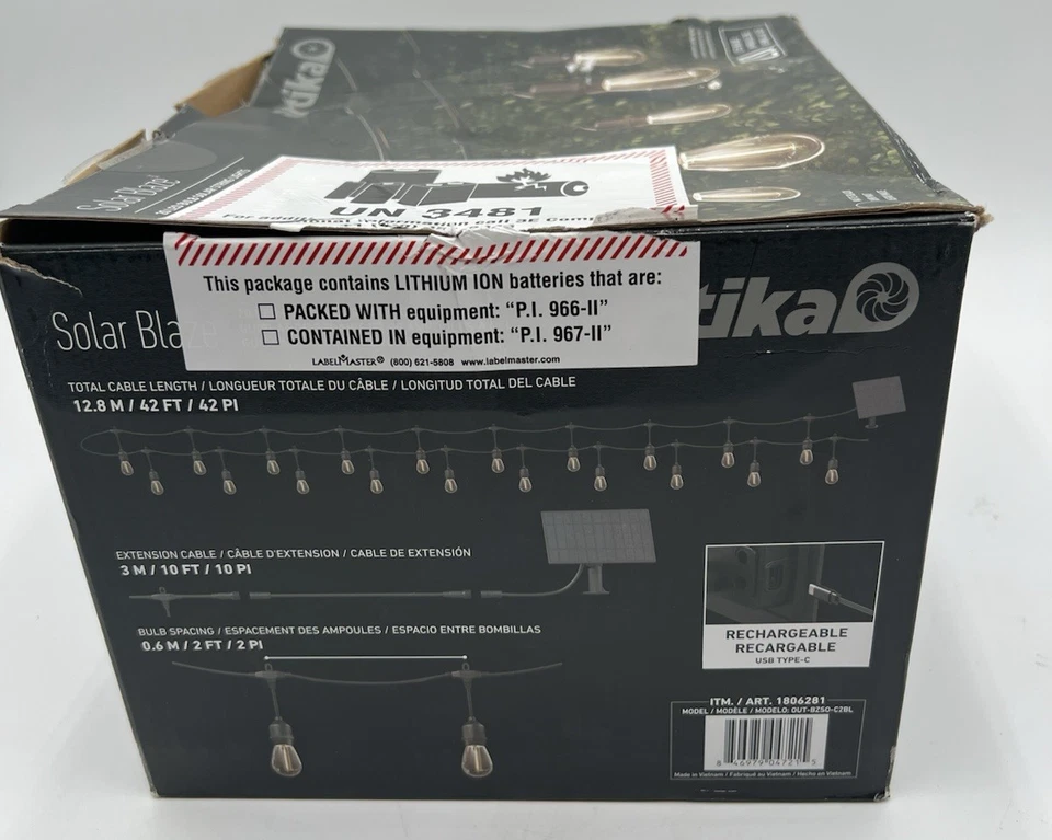 Cadena de luces para exteriores Artika Solar Blaze 42 pies 20 bombillas LED resistentes a la intemperie Foto 3 de 4