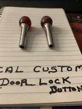 Vintage Cal Custom DOOR LOCK KNOBS CHROME  : Red METAL /GM, FORD MOPAR
