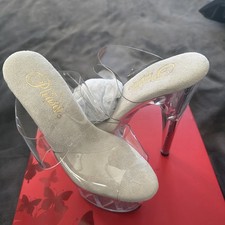 Pleaser Passion 702 Clear/Clear Stiletto Pole Dancer Heels Size 5 FREE SHIPPING