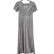 Tadashi Shoji Lace Maxi Gown Dress Gray Size 6 Petite
