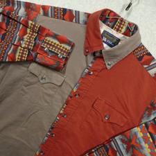 Vtg Panhandle Slim Shirt Mens Medium Long Sleeve Aztec Southwest Western