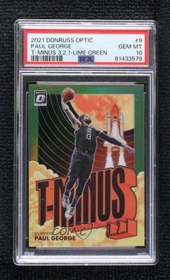 2021 Panini Donruss Optic T-Minus 3 2 1 Lime Green Prizm 99/149 Paul George 00jj