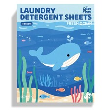 CUBEFLOW Laundry Detergent Sheets | 40 Loads | Eco-Friendly Ocean Scent