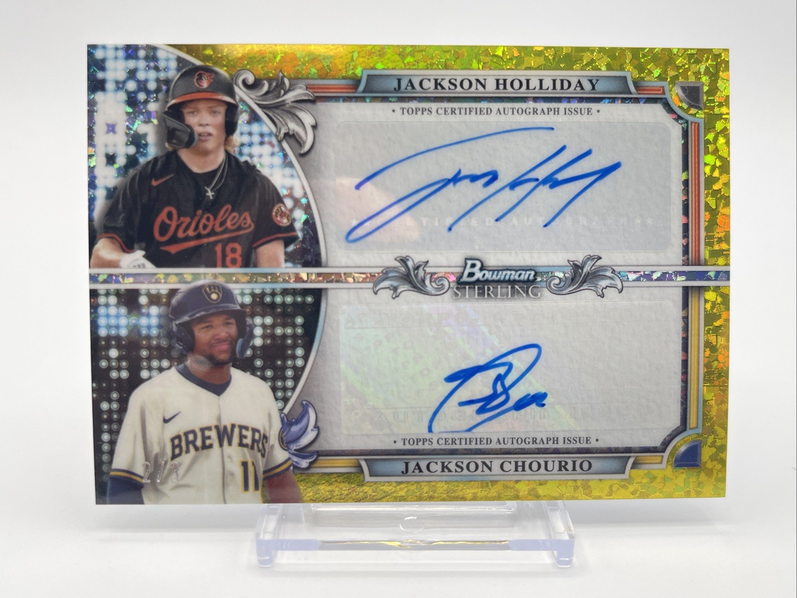 2024 Bowman Sterling Jackson Holliday & Jackson Chourio Dual Auto Yellow 2/3 BB