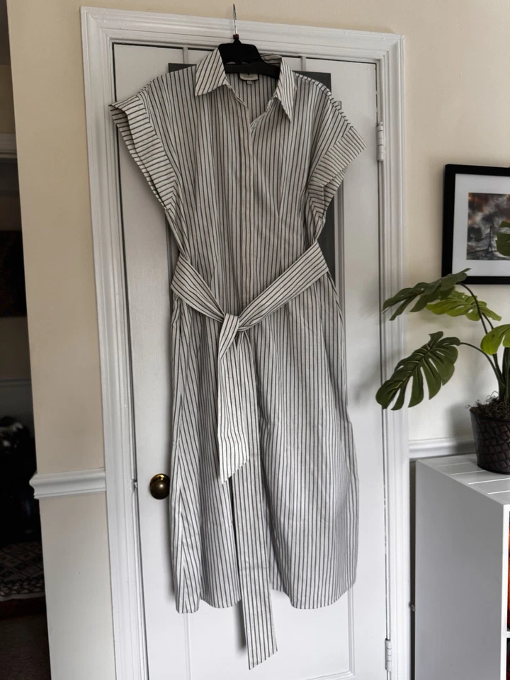 Tuckernuck Linen Stripe Mini Callie Dress With Belt XXXL Chic Preppy Minimalist  - Image 3 of 4