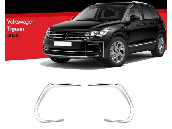 Vw Tiguan Nebelscheinwerfer Leisten Zierleisten Edelstahl Chrom 2020-2024 2 Tlg-image