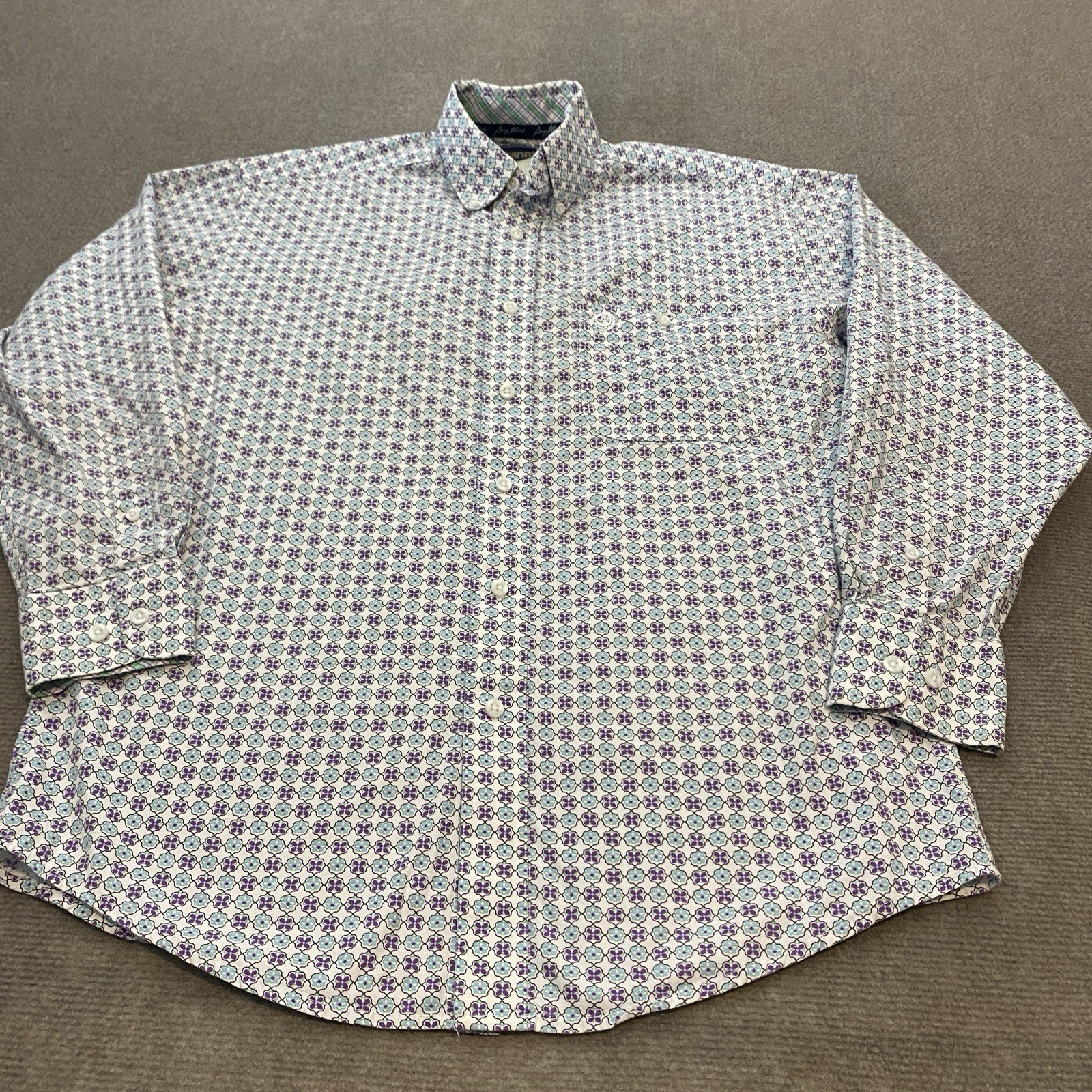 Wrangler George Straight Shirt Mens Medium Floral Geometric Rodeo Western Logo