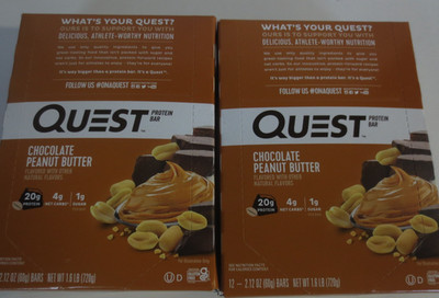 Quest Chocolate Peanut Butter Bars, 20g Protein - 2 BOXES 12 BARS EACH