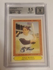 1985 Topps Woolworth's Yogi Berra Beckett Auto Grade 9,Card Grade 8.5 NM NM+
