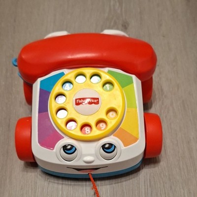 Fisher-Price Nachziehspielzeug Telefon auf Rädern mit Schnur, rot/weiß