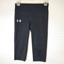 Under Armour Girls Black Wave Print AllSeasonGear Fitted Capri Leggings YMD M