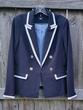 NWT Tommy Hilfiger Womens Double-Breasted Style Navy Nautical Blazer Sz 12 Read