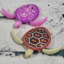 Zuru Robo Alive Tiny Turtles Lot Of 2 Pink Brown Water Activated Swimming WORKS