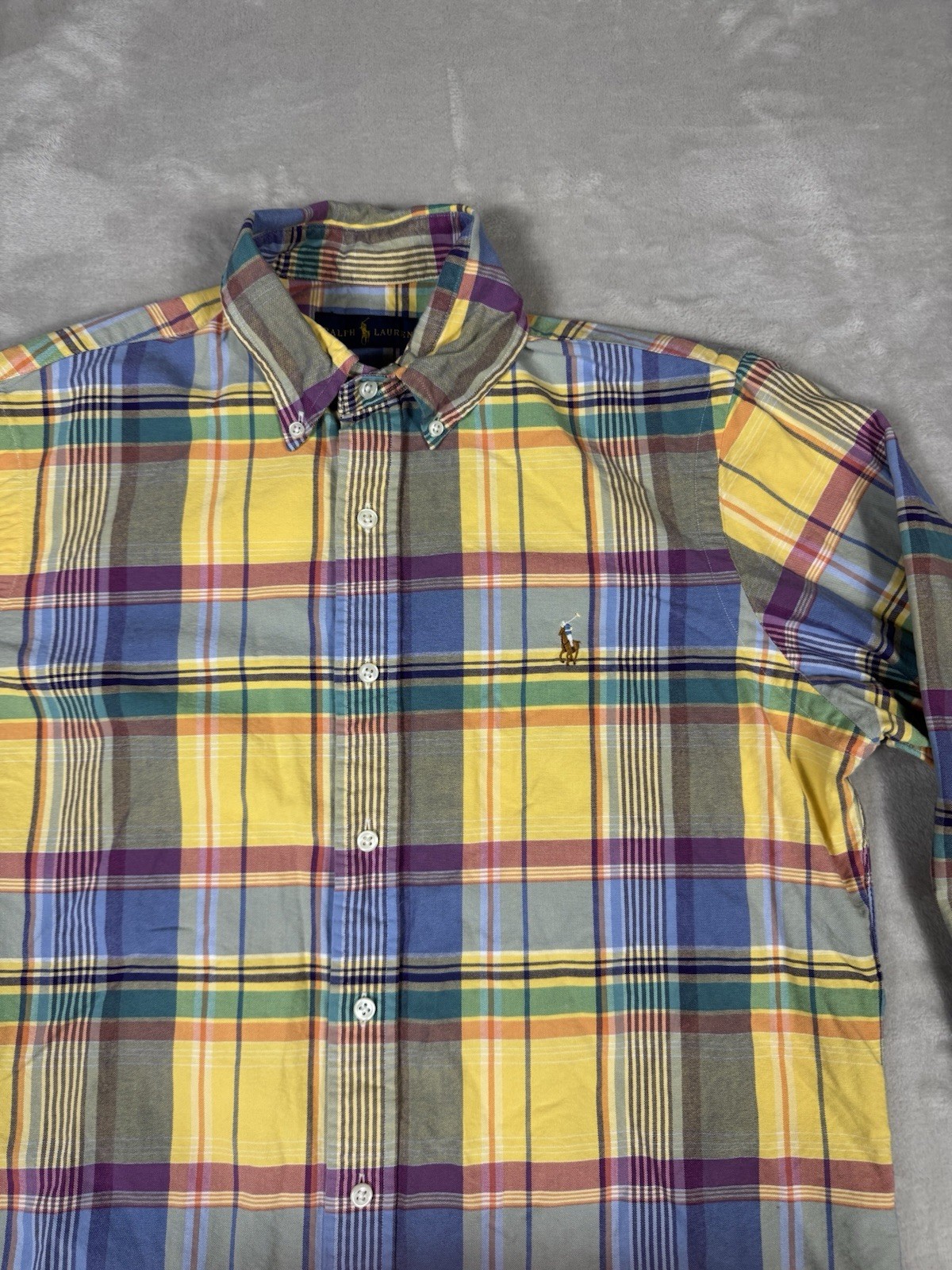 Ralph Lauren camicia uomo media multicolore carne pony plaid polo moderna