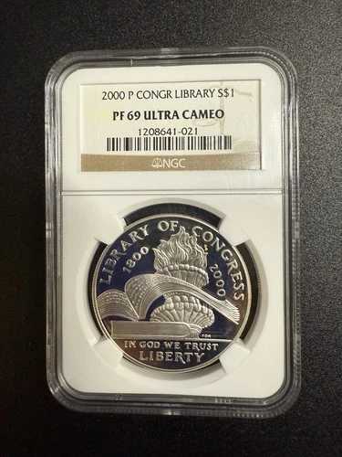 2000 P Library of Congress Commemorative Silver Dollar NGC PF 69 Ultra Cameo