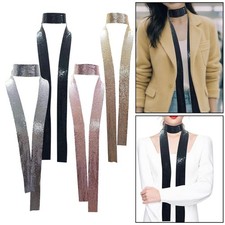 Women Glitter Sparkly Sequins Scarf Long Thin Slender Glistening Scarf Tie