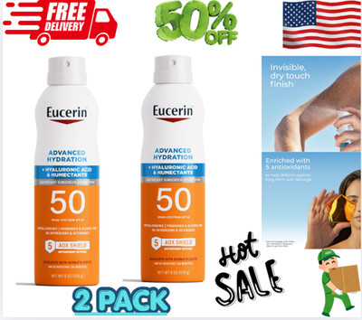Eucerin Advanced Hydration SPF 50 Sunscreen Spray,Sunscreen 2(PACK)