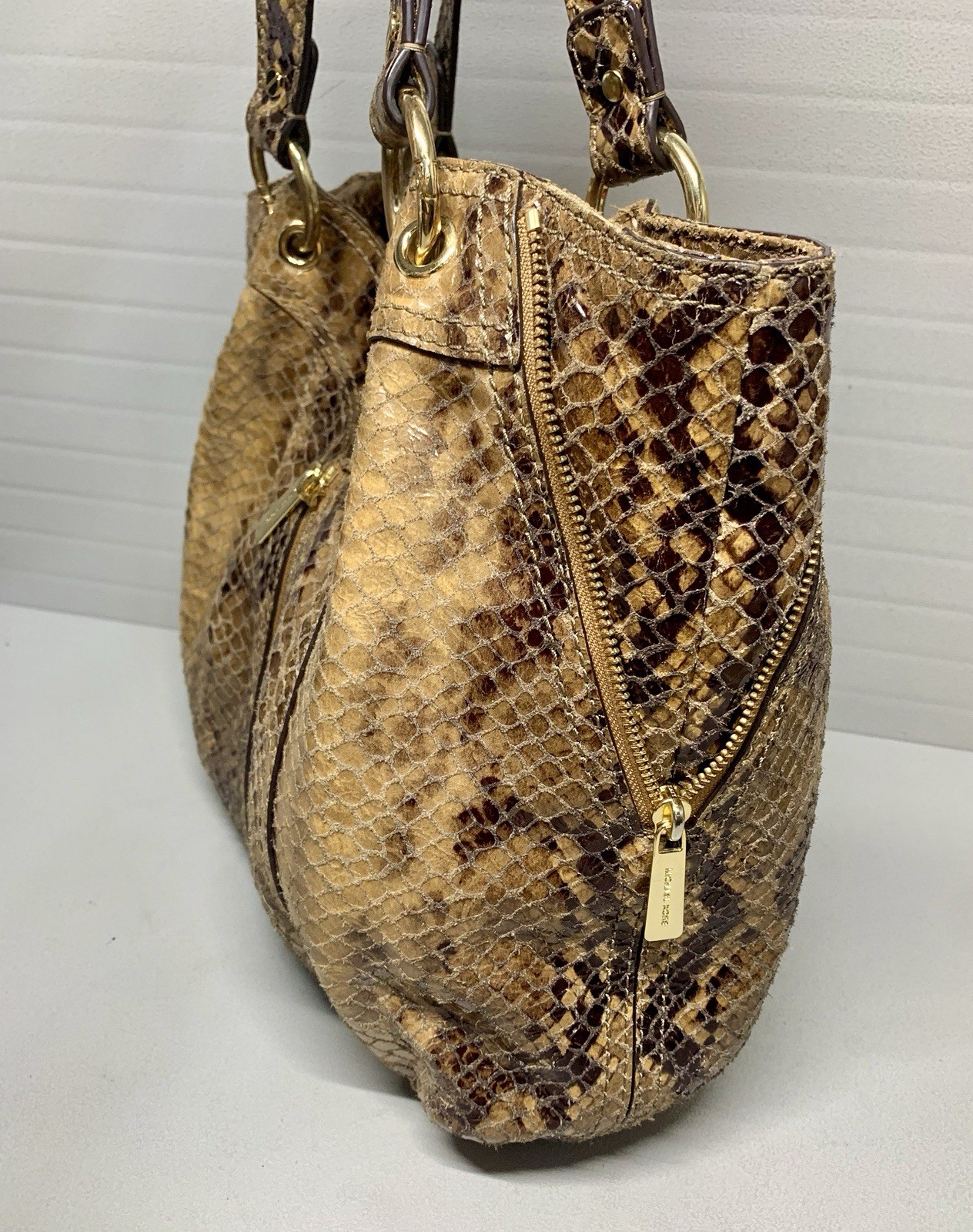Michael Kors Python Brown Leather Zip Detail Hobo… - image 4