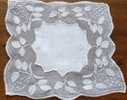 TULLE PLACEMAT - antique hand embroidered silk - 20cm x 22cm