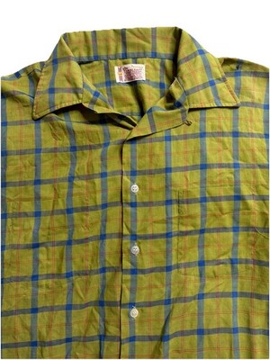 VTG 70s JC Penney Loop Collar Plaid Flannel Shirt Towncraft Penn-Prest Xl