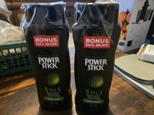 Lot 2 Power Stick 3 in 1 Men's Shampoo Conditioner Body Wash Spring Fresh 18 OZ