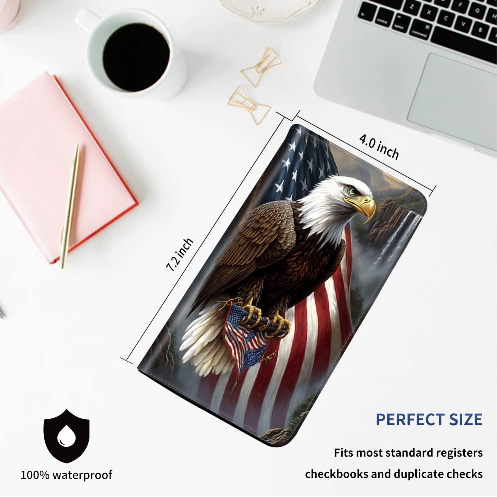 как выглядит Checkbook Cover PU Leather Standard Duplicate Register Check Card Book Holder... фото
