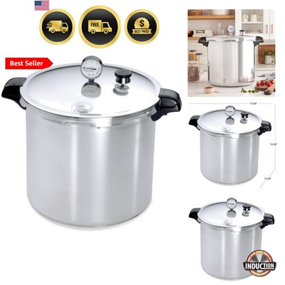 #ad 0 23 Quart Induction Compatible Pressure Canner Silver Aluminum $333.52
