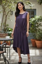 SIMPLY VERA VERA WANG Puple Pleated Asymmetrical Midi Dress XL Cocktail Party