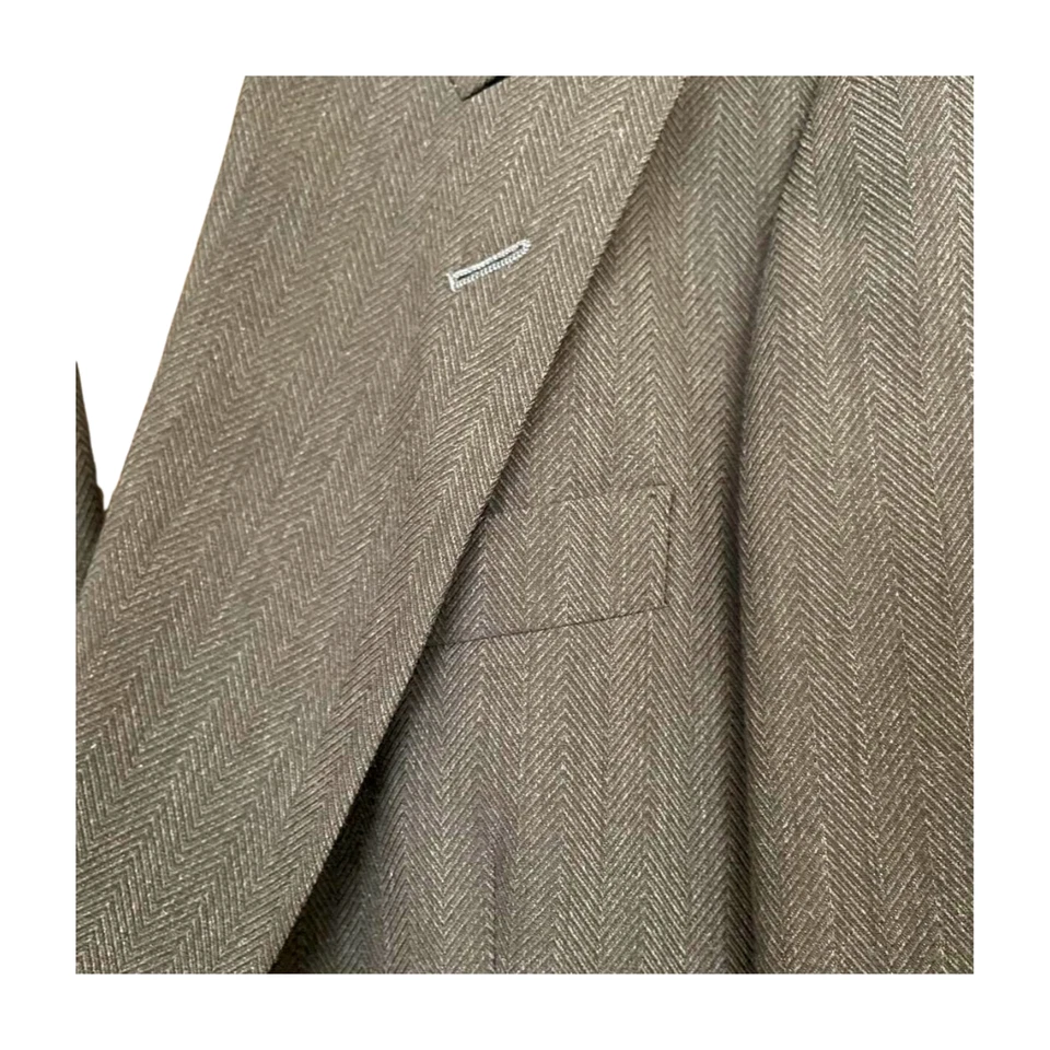 Terno Emporio Armani peito duplo configuração superior e inferior espinha de peixe tamanho 46 usado - Imagem 4 de 4