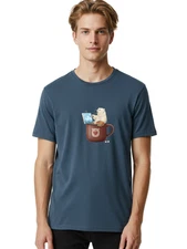 Polar-Bear-In-Coffee-Mug-2 Mens Graphic Tee, 100% Cotton, Casual Summer Wear