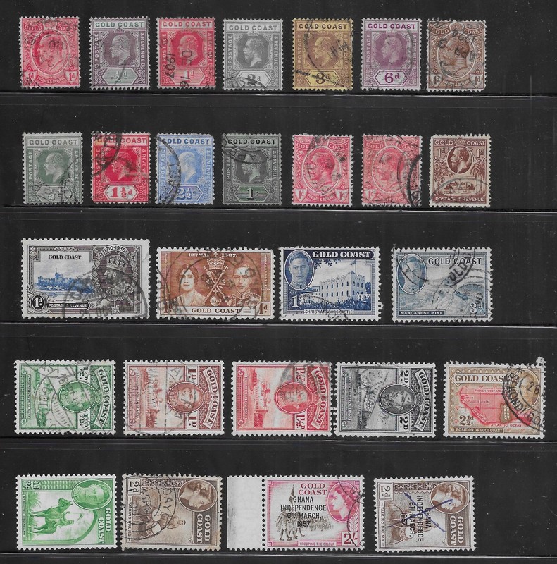 27 Gold Coast Stamps from Quality Old Antique Album