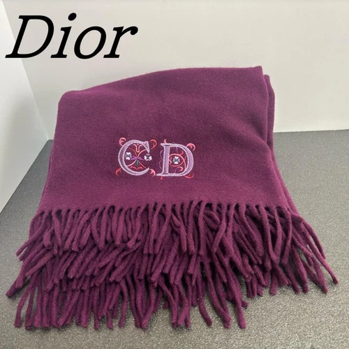 Authentique foulard Christian Dior CD logo broderie vin rouge saison hiver