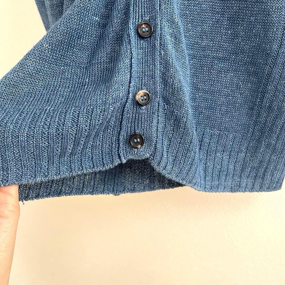 Margaret Howell Linen Cardigan Blue Size II Medium Relaxed Shoulder ...