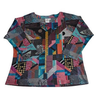 Parsley & Sage Women's M Abstract Art To Wear 3/4 Sleeve Pullover Top NWOT