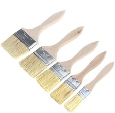 Artibetter 5pcs Chip Paint Brush Set Natural Bristle Thick Brushes Wooden Handl