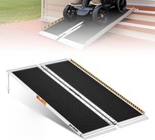 Portable Folding Wheelchair Ramp 4FT Ramps f Wheelchairs Aluminum 362kg Capacity