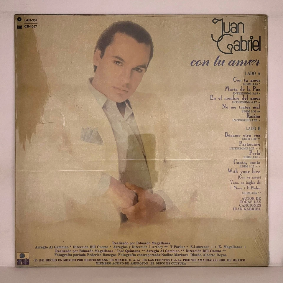 JUAN GABRIEL - CON TU AMOR - 1981 MEXICAN LP ALBUM, LATIN POP - Image 2 of 4