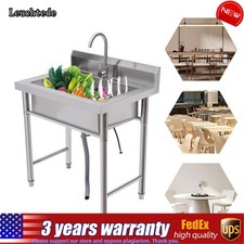 Utility Kitchen Sink Standing Stainless Steel Commercial Restaurant Laundry Sink