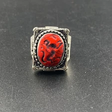 Horse Shape Rare Ancient Design Roman Intaglio Silver Plated Brass Afghan Ring