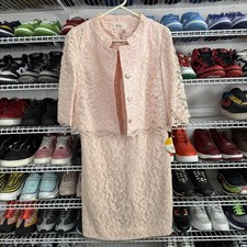 Vintage 60s R K Originals Pink Lace Dress Set With Matching Coat Women  s