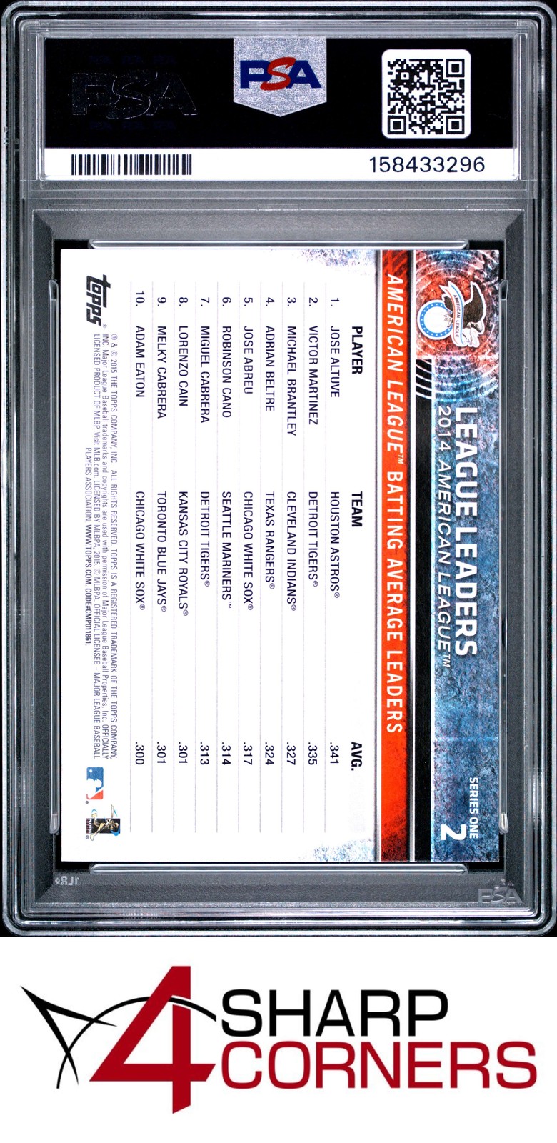 2015 TOPPS RAINBOW FOIL #2 JOSE ALTUVE POP 2 PSA 10 view 2