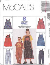 8851 UNCUT Vintage McCalls SEWING Pattern Girls Jumper Jumpsuit OOP FF