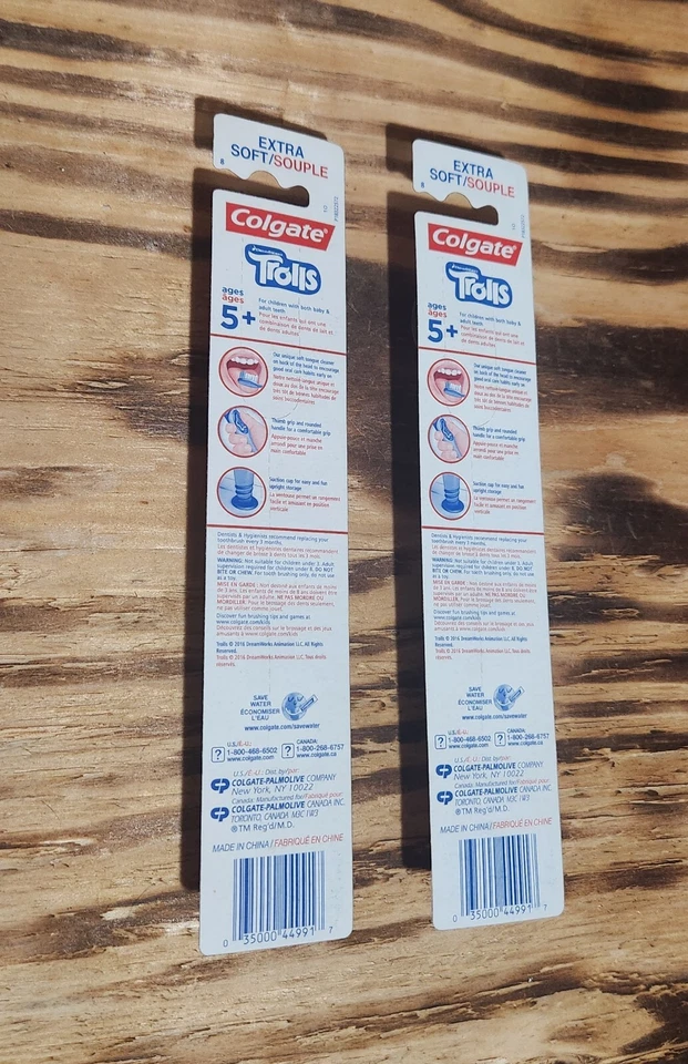¡NUEVO! Cepillos de dientes COLGATE (PAQUETE DE 2) ●TROLLS● ¡Extra suaves para niños de 5 años en adelante! Foto 2 de 2