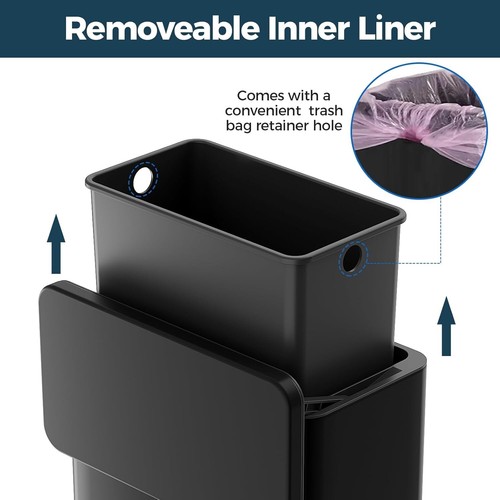 Stylish Hanging Trash Can with Removable Inner Bucket - 2 Gallon Capacity - Picture 7 of 9